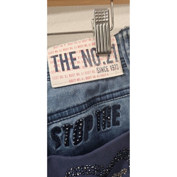 Meifanzi Designer Y2K Light Wash Skinny Japanese Jeans Blue Sequins Size 29 - Picture 10 of 16